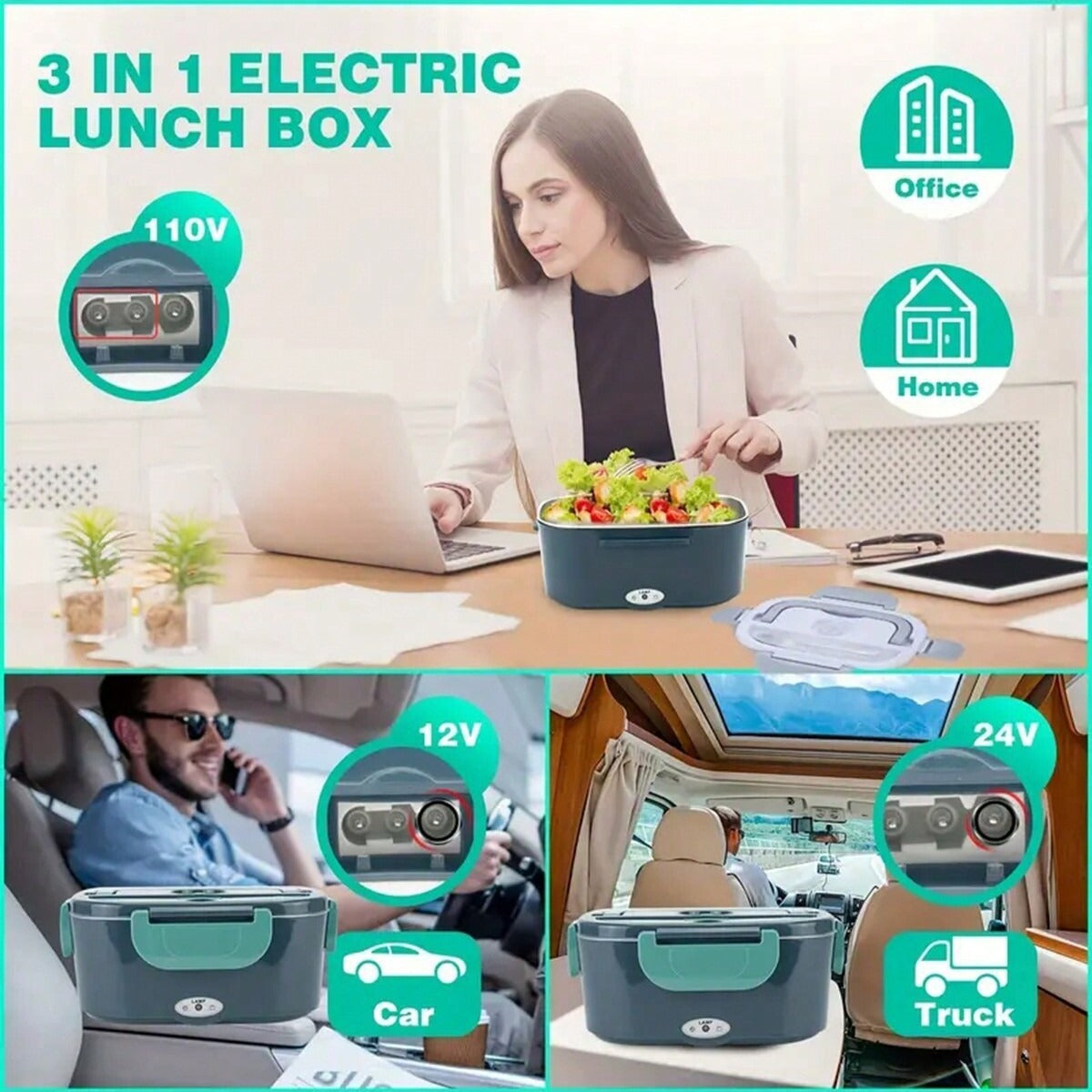 Electric Lunch Box Food Heater 3-in-1